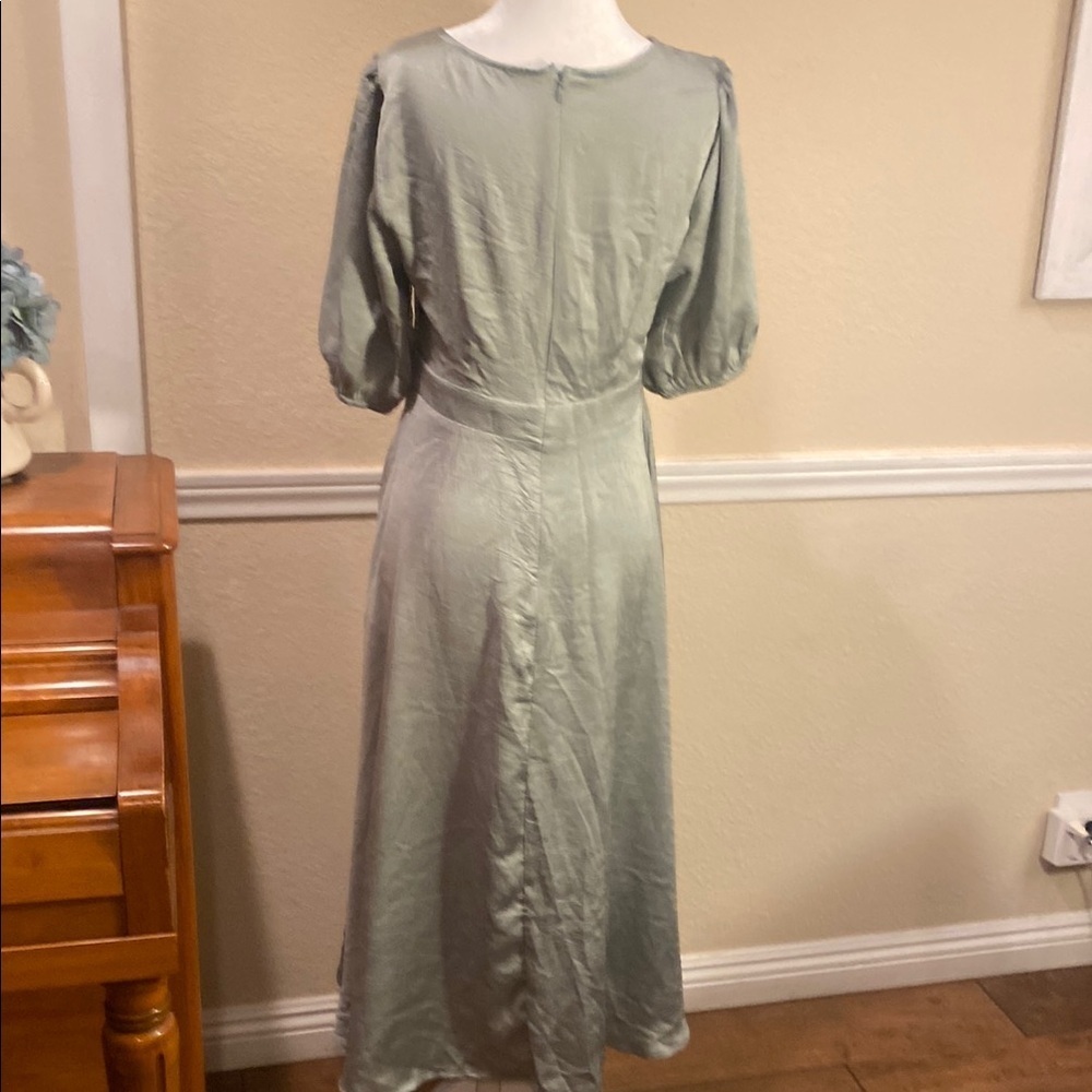 Petal & Pup Sage Midi Dress with Button Detail - Picture 5 of 8